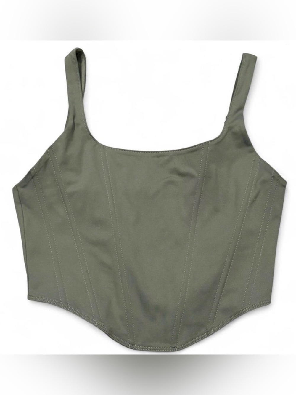 Olive Green Structured Corset Tank Top M